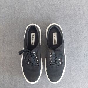 Steve Madden Scotch Black Canvas Platform Mule Sneakers
